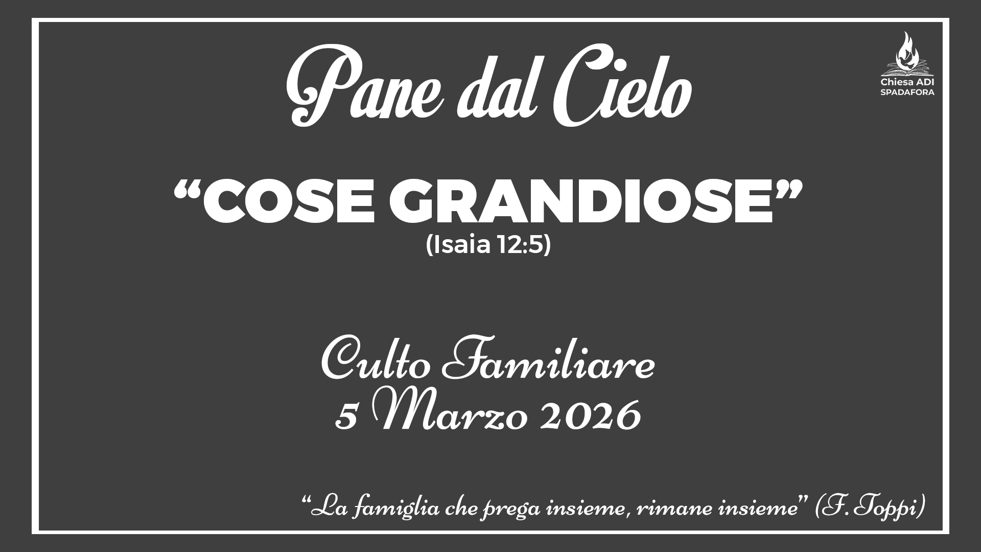 5 Marzo 2026: Devozionale Quotidiano – Meditazione del Mattino – Culto Familiare Giornaliero